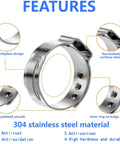Close-up of 304 stainless steel single ear crimp clamp from 260 Piece Hose Clamp Kit With 12 Sizes 5.3 To 33.1mm, showing design features.