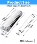 Dimensions of 8 Pack Heavy Duty Magnetic Door Catch For Cabinets With 150Lb Strength Stainless Steel Construction