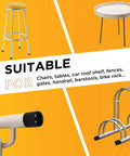 Collage showing applications of 5/8 Inch Flexible Plastic Hole Caps For Round Tubing 5/8 OD Black End Caps on furniture and fixtures.