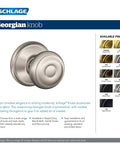 Front view of Georgian Door Knob For Hall And Closet Passage Lock In Antique Brass No Fuss Easy Install With Self Aligning Screw Holes Classic Style For Smooth Entry