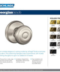 F40 GEO 619 Georgian Door Knob With Bed And Bath Privacy Lock Satin Nickel Finish front view display