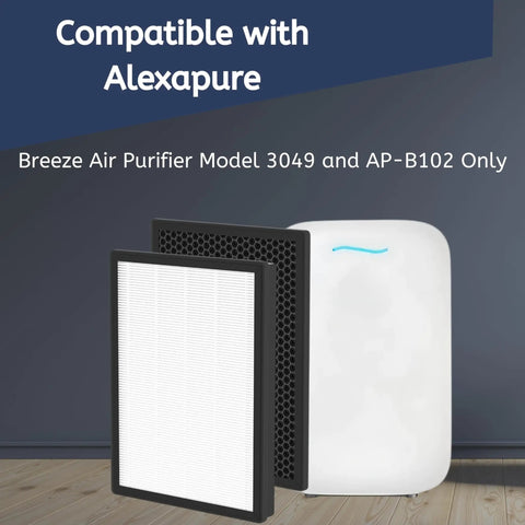 True HEPA Carbon Replacement Filter Kit For Alexapure Breeze AP B102 3049 Air Purifier 2 Pack Easy To Install image with purifier