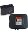 Workhorse 12 Volt 7 Ah Sealed Lead Acid Battery And Rugged Weatherproof Enclosure Kit With Complete Harnesses And Mounting Hardware For Gate Openers No Sweat Setup, showing battery and enclosure.