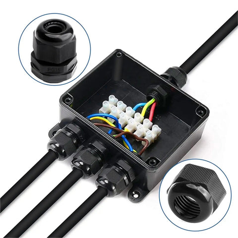 Heavy Duty Waterproof Cable Glands 25 Pack IP68 Entry For 3 To 6.5mm Nylon Plastic Connectors with Durable Box, Tight Seal