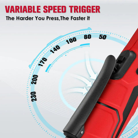 Cordless Electric Ratchet Wrench Set 3/8 Inch, 12V Extended Power Kit, showing variable speed trigger feature