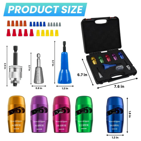 Drill Powered Wire Stripper And Twister Kit For 6 To 14 AWG 2024 Upgrade Electric Wire Stripping Tool with case and accessories.