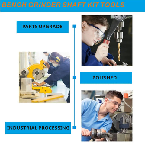Pro Real Deal 8mm To 10mm Bench Grinder Shank Adapter Kit With Left And Right Thread Arbor Extender polishing in industrial setting.