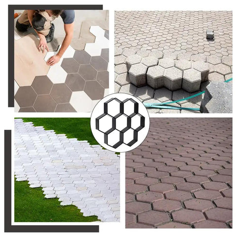 Hexagon Concrete Molds 2 Pack Black Stepping Stone Forms For Paver Projects DIY No Mess Garden Patio Path Plastic Concrete Molds
