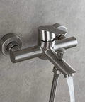 Stainless Steel Wall Mounted Tub Faucet With Brushed Nickel Finish Single Lever Shower Tap Ceramic Cartridge Built In Aerator
