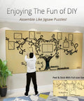 Love Family Tree Photo Frame Collage 3D DIY Acrylic Wall Decor installation with stencil guide in living room, showcasing design.