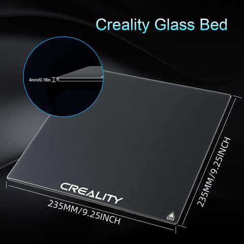 Ender 3 Glass Bed Upgrade Tempered Glass Plate Build Surface 235x235x4mm For 3D Printer showing thickness and dimensions