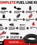 6AN 25 Ft PTFE Fuel Line Kit For LS Swap EFI E85 Nylon Stainless Steel Braided Fuel Hose With AN6 Fittings and Tools
