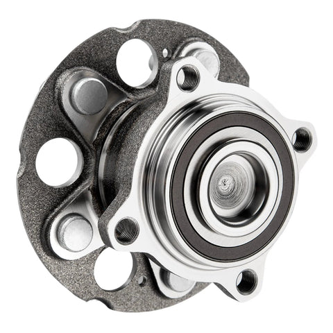 Close-up of Rear Wheel Bearing Hub Assembly Five Lug Compatible With Honda Accord Crosstour 2010 2011 CR V 2007 2010 Crosstour 2012 2015 Non ABS FWD Beefed Up Replacement Hub For Rear Left And Right, showing 5-lug design and metal construction.
