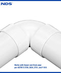 PVC 3-Inch 90-Degree Elbow Fitting Hub To Hub Solvent Weld Connector For Sewer And Drain Pipes White Plastic Drainage Elbow