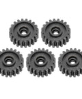 Five Piece Steel Servo Spur Gear Set With 24 Tooth Internal Spline, 0.8 Modulus For Precision Drive Systems arranged on white background