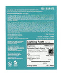 Back of package for 8-Pack LED Light Bulbs A19 100 Watt Equivalent 1680 Lumens 5000K Daylight E26 Base with lighting facts