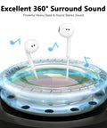 Two Pack Premium USB C Wired Earbuds Featuring A Built In DAC Chip And Tangle Free Four Foot Cord For Smartphones That Play Legit Crystal Clear Audio Without Any Static Or Sketchy Buzzing, displayed with 360° surround sound effect.
