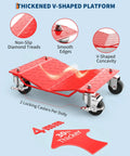 Heavy Duty Wheel Dolly Set Of 4 6000Lbs Capacity Automotive Moving Platform With Reinforced 4MM Steel V Shaped Design image showcasing non-slip tread, smooth edges.
