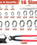 Big 300Pcs 16 Size Single Ear Hose Clamps Set Stainless Steel 304 Crimp Cinch Rings For Automotive, Plumbing And Pipe DIY Repairs
