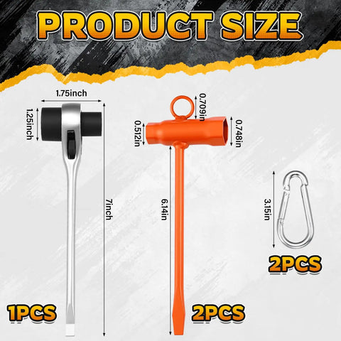 Chainsaw Maintenance Tool Kit With 13 By 19 mm Wrench Set Dual Bar Wrench T Bar Wrenches Hooks visible showing dimensions