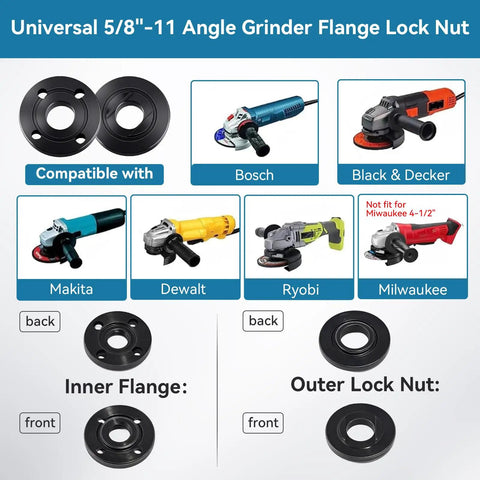 Versatile Angle Grinder Attachments Kit With 3, 4 And 5.5 Inch Extension Rods 14 Piece Set Featuring 5/8-11 Thread compatible with Bosch, Black & Decker, Makita tools