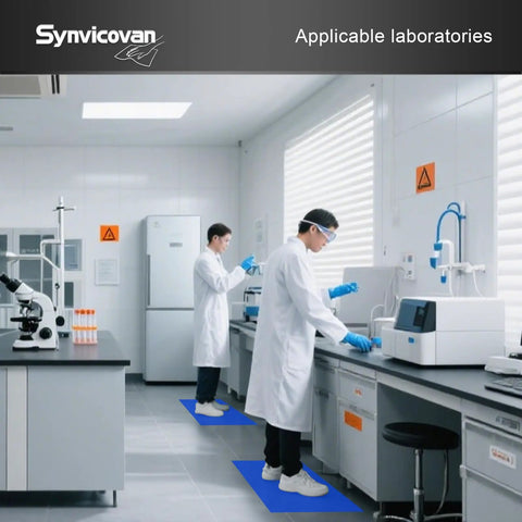 Top Shelf Sticky Floor Mats At 24 By 36 Inches With Five Packs providing dust control in a clean laboratory setting.