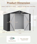 10x8 Foot Metal Outdoor Storage Shed With Lockable Doors, Weatherproof Backyard Tool Shed For Mowers, Bikes And Gear, Black Exterior