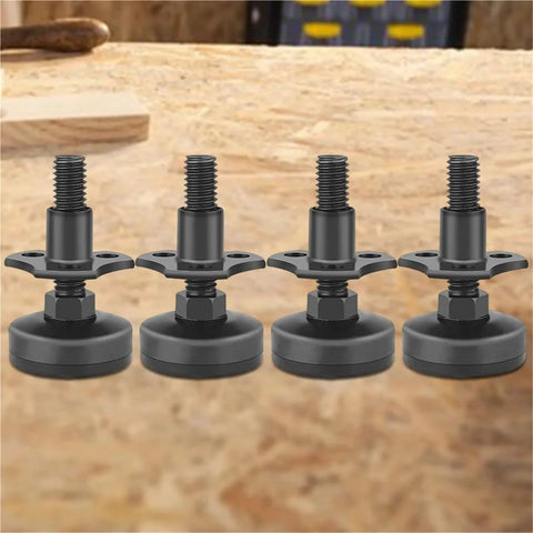 4 Pack Adjustable Leveling Feet For Cabinets And Tables With T Nut Kit Beefy Heavy Duty Furniture Levelers Supports Up To 1320 Pounds Per Foot Easy Height Adjustment To Stop Wobble On Uneven Floors