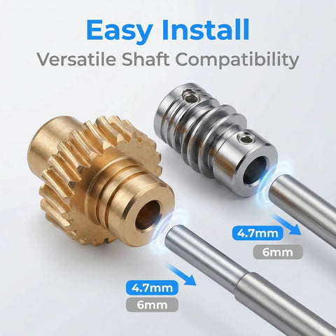Brass Gears and Bronze Gear Set for Robot Wheels 10 to 1 Industrial Drive Kit, showing gear assembly and axle compatibility