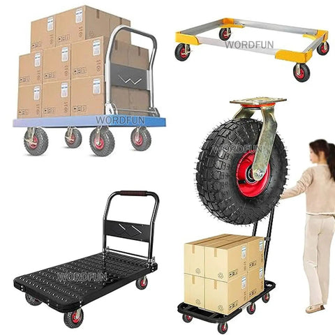 Heavy Duty Caster Wheels With Top Plate Swivel For Furniture And Workbenches, carts loaded with boxes, pneumatic air filled shock absorption