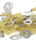 Marine Grade 12-10 AWG Heat Shrink Ring Terminal Connector 5 16 Inch Stud Yellow 50 Pack Heavy Duty Wire End Terminals Saltwater Ready Corrosion Resistant UL Approved Built Tough For Marine Electrical Projects, yellow insulated ring terminals
