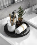 Turntable Vanity Tray 10 Inch Multiuse Organizer for Perfume Candles Jewelry and Cosmetics Bamboo Countertop Holder on sink