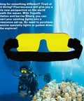 Fluoro Diving Flashlight Kit With Yellow Fluorescence Shield And Underwater Fluoro Mask For Night Dives Ideal For Dive Video Photography And Clear Fluorescent Barrier.
