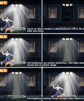 Illustration of Outdoor Solar Flood Lights 210 LED 2500LM Three Head Motion Sensor showing 3 modes of operation, light over person and dog