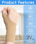 Thumb Arthritis Compression Gloves With Soft Gel Pads, 2 Pairs, Lightweight Wrist Support Braces, model wearing beige glove