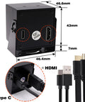 Back view of Rock Solid 4K UVC Web Cam With USB And HDMI Dual Screen Output, showing USB-C and HDMI ports.