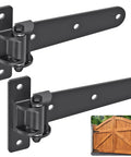 Heavy Duty Gate Hinges 1000 Lbs Reinforced Steel Strap Hinges For Farm And Driveway Gates 2 Pack Prevent Sagging Fits Wooden And Fence Gates 6mm Solid Steel, black