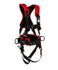 All Day Comfort Construction Style Positioning Harness With Easy Link Web Adapter for Quick Attachment to Self Retracting Lifelines Fixed D Ring for Lanyards and SRLs Black X Large Worksite Safety Harness on white background