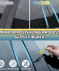 Installed 8-piece glossy black exterior door pillar trim covers for Honda HR-V (2016-2022)