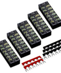Two Pack Six Position Dual Row Screw Terminal Strips With Covers 600V 25A And Six Position Pre Insulated Barrier Strips 400V 25A Black And Red