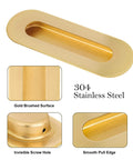 Gold 6 Inch Recessed Finger Flush Pulls For Pocket Doors Two Pack Dope Brushed Gold Stainless Steel Oval Barn Door Hardware