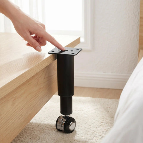 Adjustable Telescoping Metal Desk Legs With Swivel Casters For Heavy Furniture Leveling Feet fits a wooden bed frame