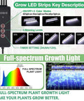Diagram showing features of Two Pack Seed Starter Tray With Grow Light, 80 Cell Seed Starting Kit including LED controls and growth spectrum.