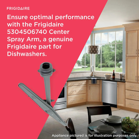 Center Spray Arm Replacement for Dishwashers 5304506740 Gray, displayed over kitchen background