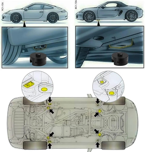 Durable Rubber Jack Pad Set For Porsche 911 964 991 993 996 Turbo 997 Cayman Boxster Safe Lift And Underbody Jacking 2 Pack diagram