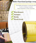 Heavy Duty Polypropylene Strapping Roll Yellow Pallet Packaging Banding Strap For Secure Shipping 3280 Feet Long rolls displayed with bundles.