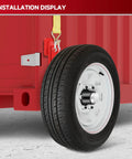 Heavy Duty 6 Lug Shipping Container Wheel Kit With Axles And Ratchet Tie Down Straps For 20 To 40 Foot Containers installation display