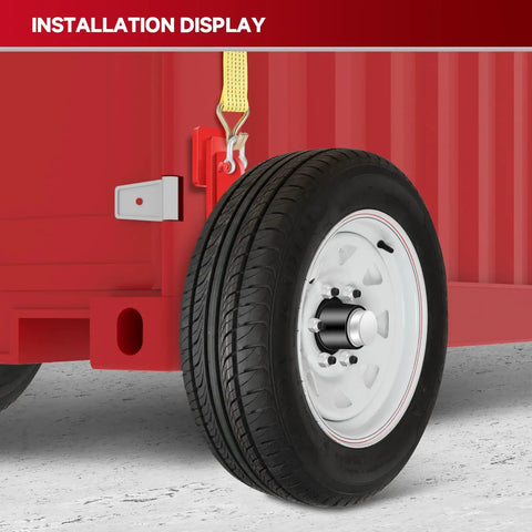 Heavy Duty 6 Lug Shipping Container Wheel Kit With Axles And Ratchet Tie Down Straps For 20 To 40 Foot Containers installation display