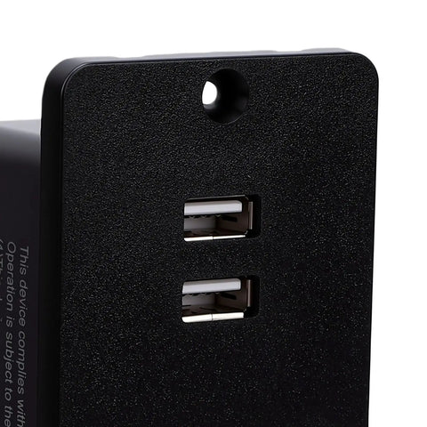 Absolute Game Changer Flush Mount Power Outlet With Dual Usb Charging And A Rock Solid Fireproof Shell Designed For Everyday Home Upgrades That Just Hits Different showing two USB ports on a textured black surface.