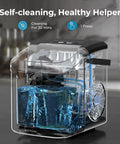 Transparent view of Portable On The Go Ice Maker That Churns 8 Ice Cubes In 6 Minutes, Delivers Up To 26 Lbs Per Day